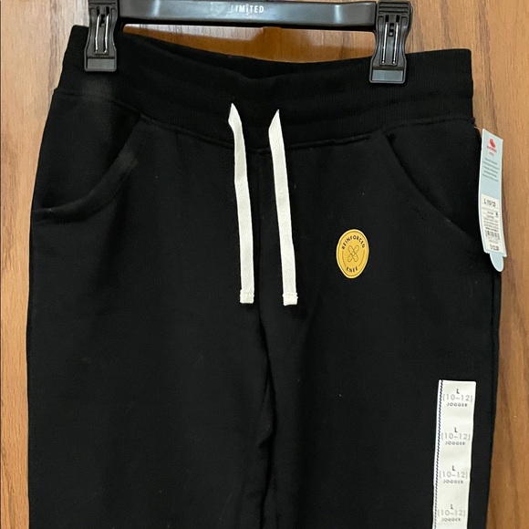 Cat & Jack NWT Sz Large (10/12) Black Joggers with White Drawstring - Picture 5 of 8